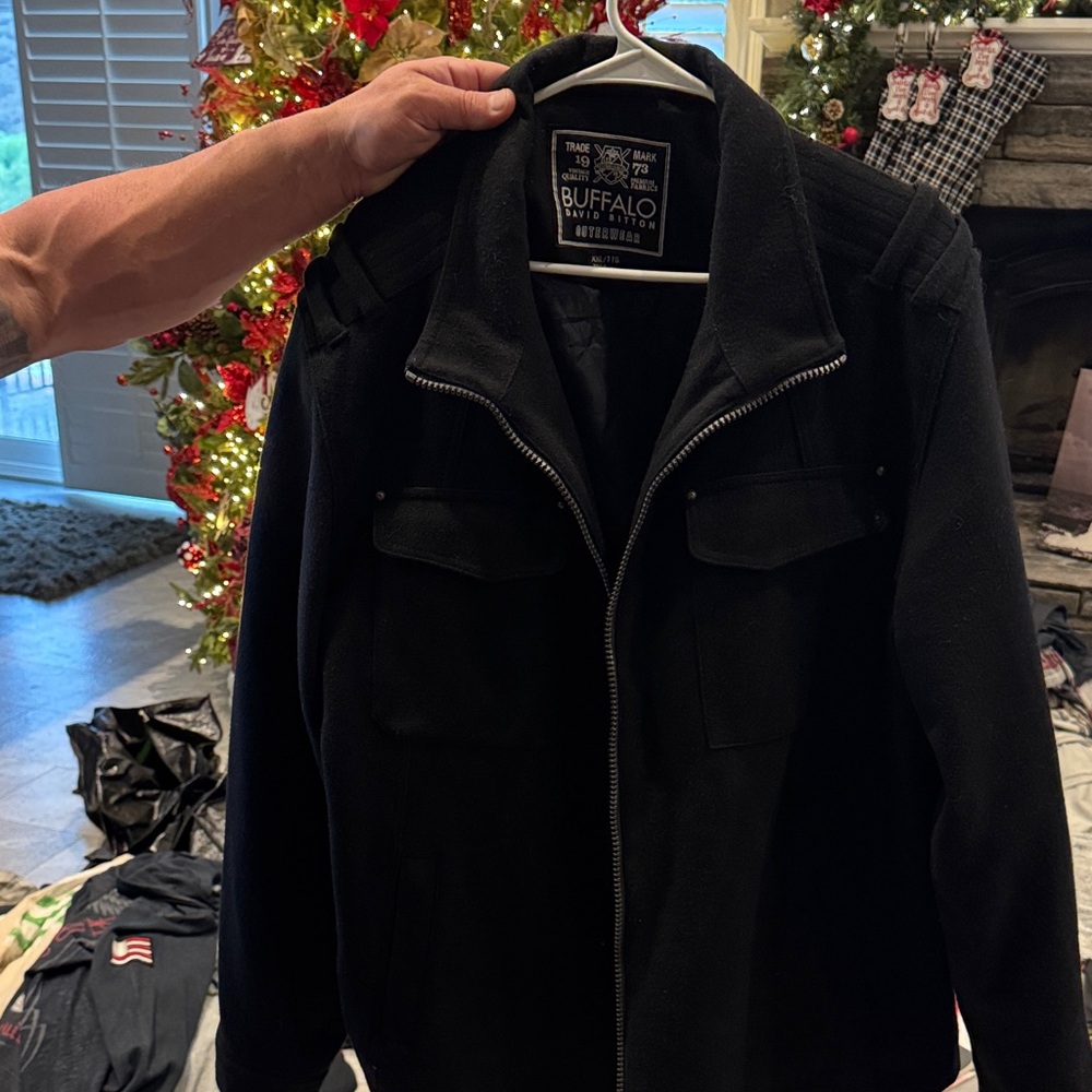 Buffalo David Bitton Men's Classic Black Military Jacket
